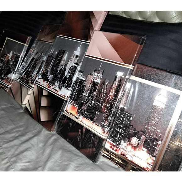 ALMOST 4 feet with 5 separate Modulor paintings NYC Skyline - Picture 4 of 7